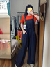 MsShe【仿牛仔背帶闊腿褲】大碼女裝2025夏裝胖mm顯瘦收腰九分褲 背帶褲-藏青藍色現(xiàn)貨 2XL 曬單實拍圖