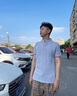 啄木鳥短袖t恤男夏季V領(lǐng)polo男士修身純色半袖體恤衫夏裝衣服 378黑色 XL 曬單實(shí)拍圖