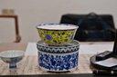 傳世瓷景德鎮(zhèn)琺瑯彩飯碗面碗高腳防燙家用金邊骨瓷宮廷送禮餐具碗 6英寸高腳飯碗【黃青花琺瑯彩】 曬單實(shí)拍圖