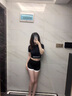 三分鯊魚褲女夏季薄款可外穿運動無尷尬提臀打底褲撞色拼接安全褲 黑色 M 【適合70-110斤】 曬單實拍圖