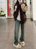 MJ STYLE高腰闊腿牛仔褲女夏季薄款2025新款小個(gè)子直筒長(cháng)褲子 淺藍色 L 曬單實(shí)拍圖