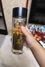 富光雙層玻璃杯水杯男女車載家用高硼硅玻璃杯泡茶杯帶茶隔玻璃杯子 黑色 500ml 雙層玻璃直杯 曬單實(shí)拍圖
