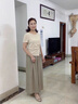 恰凡（QIAFAN）媽媽夏裝氣質(zhì)兩件套裝2025新款中老年女裝休閑短袖小衫闊腿褲裙女 卡其色套裝  L 曬單實(shí)拍圖
