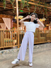 優(yōu)優(yōu)1點（Yoyo one）女童冰絲褲子夏季2025新款兒童闊腿褲薄款夏天中大童防曬防蚊長褲 15092灰色【upf50+防曬褲】 150 150cm 曬單實拍圖