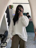 啄木鳥白色V領(lǐng)長(zhǎng)袖體恤男春秋新款肌理感寬松休閑大碼內(nèi)搭上衣打底衫潮 白色【升級(jí)優(yōu)質(zhì)款】 L 【建議110-130斤】 曬單實(shí)拍圖