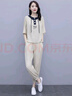 穆夏百合時(shí)尚休閑運(yùn)動(dòng)服兩件套套裝2025年夏季新款女裝士洋氣哈倫褲九分褲 米色長款 XL 曬單實(shí)拍圖