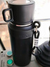 膳魔師（THERMOS）316不銹鋼保溫杯大容量男便攜帶茶隔女泡茶杯子戶外水杯水壺 黑色800ML316內(nèi)膽+便攜提繩 曬單實(shí)拍圖
