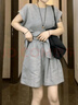 皮爾卡丹（pierre cardin）小個(gè)子時(shí)尚休閑套裝2025夏季歐貨寬松大碼女裝短褲穿搭一整套 灰色 3XL 【建議150-170斤】 曬單實(shí)拍圖