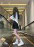 歐貝汐黑色半身裙女百褶裙2025新款高腰a字半裙夏春秋季灰色小個(gè)子短裙 黑色 M 【建議90-105斤】 曬單實(shí)拍圖
