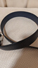 老車(chē)輪皮帶男真皮不帶頭菲拉男士奢侈品頭層牛皮打孔高端無(wú)頭格慕褲腰帶 3.4CM 斜邊款_黑+寶藍/雙面用 105cm 曬單實(shí)拍圖