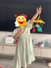 迷你巴拉巴拉女童連衣裙夏季新款純棉A字寬松燈籠袖連身裙子 綠白色調(diào)00341 130 cm 曬單實拍圖