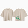 Calvin Klein Jeans夏季女士休閑簡(jiǎn)約ck印花字母舒適純棉圓領(lǐng)短袖T恤J222179 ACF-米色 M （推薦110-125斤） 曬單實(shí)拍圖