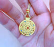 中國黃金（CHINA GOLD）八寶羅盤黃金項鏈女國風(fēng)百搭足金圓盤吊墜首飾七夕禮物送老婆女友 【中金禮盒】八寶羅盤項鏈【棕繩】 約3.84g 曬單實拍圖
