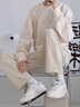 皓頓（HAUT TON）設(shè)計感直筒休閑西褲男2025夏季新款通勤百搭垂感長褲 燕麥杏 XL (180) 曬單實(shí)拍圖