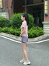 徽格兒速干運(yùn)動(dòng)套裝女后口袋放手機(jī)夏季款透氣戶外馬拉松跑步訓(xùn)練服短袖 灰粉兩件套(灰咖紫褲) M 曬單實(shí)拍圖