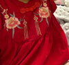 優(yōu)奇女寶寶周歲禮服夏季薄款女嬰幼兒紅色旗袍包屁衣服抓周百歲宴爬服 曬單實(shí)拍圖