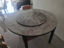 梓屋餐桌家用加厚巖板餐桌椅組合方圓兩用餐桌813#1.35米桌+101皮椅*6 曬單實拍圖