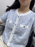 百圖betu女裝2025春夏新款毛針織衫小香風薄款短袖針織衫女2502T09 淺蘭 L 曬單實拍圖