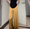 艾熙禮輕奢冰絲醋酸闊腿褲女夏季薄款2025新款緞面垂墜感涼涼防曬直筒褲 黃色-長褲 【高端氣質(zhì)款】 4XL /32 建議145-155斤 曬單實拍圖