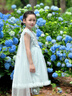 英氏（YEEHOO）兒童裙子女童連衣裙夏季淑女公主風(fēng)蓬蓬裙夏裝新款紗裙中小童裝 重工披肩藍(lán)色 【純棉內(nèi)襯】 130 cm 【順豐包郵&極速達(dá)】 曬單實(shí)拍圖