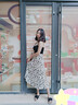 雪紡碎花A字半身裙女夏季2025新款韓版高腰顯瘦中長(zhǎng)款百搭小個(gè)子 黑色 (裙子有里襯) 2XL （建議125-145斤） 曬單實(shí)拍圖