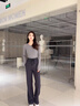 休閑褲女秋季新款2025年小個子高腰薄款闊腿褲寬松顯瘦直筒運動褲 白色 【親膚面料升級款】 L 【建議：106-115斤】 曬單實拍圖