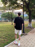 it.new品牌聯(lián)名純棉t恤男夏季新款短袖男透氣圓領(lǐng)打底衫時(shí)尚寬松上衣服 活性黑 L 曬單實(shí)拍圖
