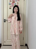 婧麒（JOYNCLEON）送胸墊月子服女夏薄款竹棉8月份7產(chǎn)后孕婦睡衣哺乳待產(chǎn)家居服 粉色玫瑰【竹棉紗·透氣排汗快】 L 曬單實拍圖