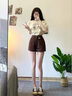 妃?，幮蓍e褲女裝夏季2025新款韓版時尚復(fù)古減齡小個子牛仔短褲兩件套裝 上衣+短褲 M 曬單實拍圖