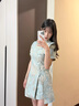 新中式國風(fēng)旗袍套裝裙女夏新款時(shí)尚氣質(zhì)復(fù)古提花短袖連衣裙兩件套 淺綠色 M 建議95-105斤 曬單實(shí)拍圖