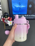 希樂（cille）學(xué)生保溫杯女生雙飲吸管杯高顏值可愛水杯戶外便攜不銹鋼兒童杯子 粉色【雙飲/提手/貼紙】450ml 曬單實(shí)拍圖