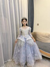 姣霓（joli）兒童晚禮服裙輕奢小眾高端公主裙主持人演出服鋼琴演奏高級感秋冬 藍色長(cháng)袖 140 曬單實(shí)拍圖