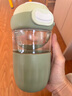 cica玻璃水杯女士高顏值泡茶杯茶水分離辦公咖啡杯便攜彈蓋杯子耐高溫 花園綠-480ml（帶茶隔） 曬單實(shí)拍圖