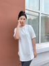 紫魅俏前短后長不規(guī)則短袖T恤女純色夏季寬松遮屁股中長款弧形下擺上衣 黑色 L 曬單實拍圖