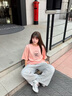 MMLG 87mm 休閑褲女男早秋新款寬松闊腿衛(wèi)褲彈力腰頭韓系情侶款褲子 花灰色 S 曬單實拍圖