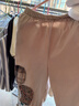 蘑菇同學(xué)闊腿褲女夏款日系減齡貼布刺繡松緊腰休閑褲女寬松直筒九分褲子 杏色  L(建議120-135斤) 曬單實拍圖