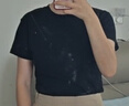 【地素DZZIT同款】純棉正肩短袖t恤女修身顯瘦純色內(nèi)搭GXXX11 黑色（高質(zhì)量款） L 曬單實拍圖