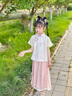 旗鉑漢服女童夏季新款兒童旗袍國(guó)風(fēng)連衣裙 月綺羅藍(lán)色不含胸前配飾140 曬單實(shí)拍圖
