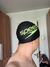速比濤（Speedo）泳帽時尚彩色標(biāo)志印花硅膠泳帽舒適不勒防水護(hù)發(fā) 黑色/黃色 曬單實(shí)拍圖