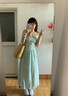 微光里吊帶連衣裙女夏季2025海邊度假露背收腰顯瘦顯白出游絕美沙灘長裙 薄荷綠 M 曬單實(shí)拍圖