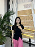 山朵棉圓領(lǐng)短袖t恤女夏開(kāi)叉不規(guī)則設(shè)計(jì)感別致修身純棉白色正肩半袖上衣 黑色 L 曬單實(shí)拍圖