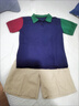 贏(yíng)一貝（Yingyibei）女童夏季拼色polo衫短袖短褲套裝韓系夏裝女童穿搭兒童t恤   上衣+短褲 150  曬單實(shí)拍圖