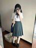微光里jk收腰短袖襯衫女制服日系校供感襯衣夏季學(xué)院風(fēng)短袖修身職業(yè)白色 短袖襯衫【白色+領(lǐng)結 M】 曬單實(shí)拍圖