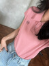 宜惜綺休閑通勤polo領(lǐng)短袖T恤女夏季新款小個(gè)子刺繡t恤衫翻領(lǐng)正肩上衣潮 皮粉色 8261 S 曬單實(shí)拍圖