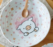 千代源有古窯日本進(jìn)口卡通日式餐具可愛(ài)兒童家用陶瓷碗面飯吃飯碗缽大碗 小豬 6.5英寸缽 曬單實(shí)拍圖