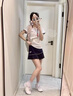 KAWASAKI川崎羽毛球服女羽毛球服套裝女速干專業(yè)運(yùn)動(dòng)短袖套裝羽毛球裙T恤 【繁花似錦套裝】霜白色+鳶尾藍(lán) M 曬單實(shí)拍圖