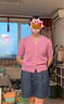經(jīng)典故事（JANE STORY）克萊因藍冰絲短袖針織衫女夏季2025新款洋氣泡泡袖法式針織上衣 N03紫色 M 曬單實(shí)拍圖