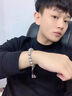 COISE銀手鏈男990足銀男士手鐲六字真言轉(zhuǎn)運珠手串七夕禮物送男友 六字真言足銀男士手鏈8MM 曬單實拍圖