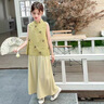 熙克賓威女童漢服夏裝國(guó)風(fēng)套裝2025新款兒童裝馬面裙旗袍夏季新中式兩件套 黃色 170 曬單實(shí)拍圖