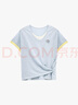 百家好（Basic House）Basic House/百家好撞色拼接側(cè)邊開叉收腰設(shè)計(jì)夏季新款短袖針織衫 淺藍(lán) L 曬單實(shí)拍圖